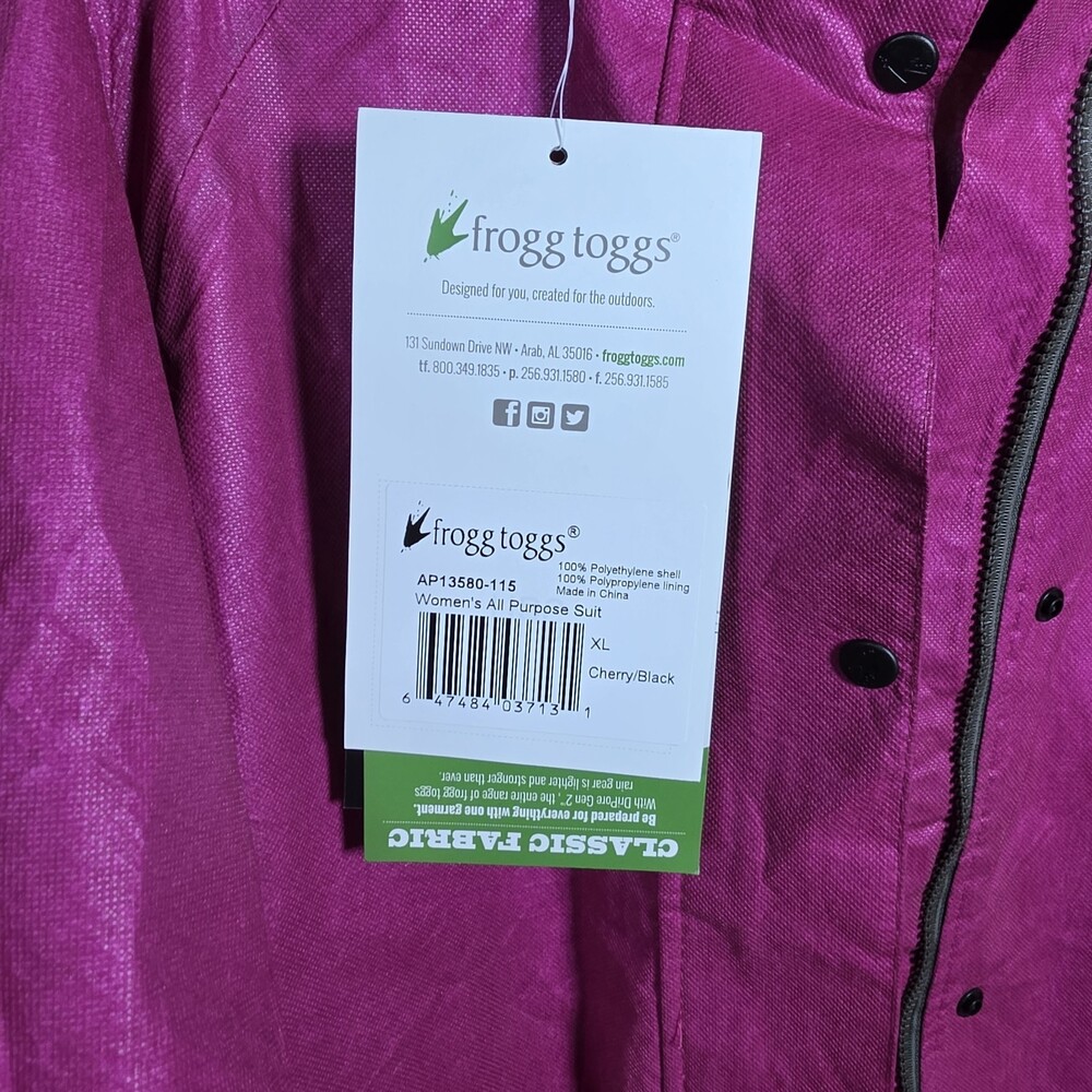 Frogg Toggs Breathable Rain Suit Women's XL Cherry/ Black Classic All-Purpose - Picture 5 of 16